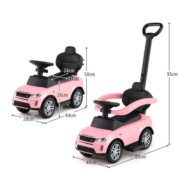 Skubbebil til småbørn, Licenst Land Rover Discovery, 85x40x95 cm, Pink