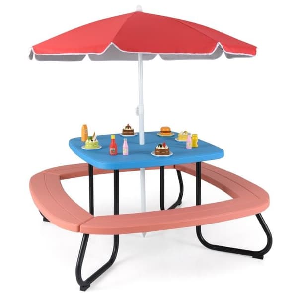 Børne picnic bord, 125x125x100-160 cm, Multifarvet
