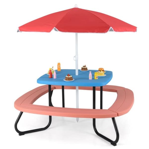Børne picnic bord, 125x125x100-160 cm, Multifarvet