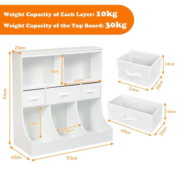 Opbevaringsorganisator, 93x40x94 cm, Hvid