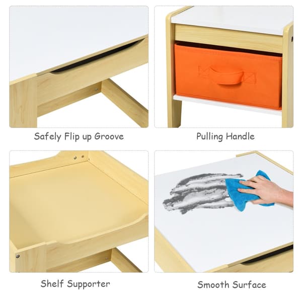 Barns Multiaktivitetsbord & Stolar Set, 62x62x48 cm, Naturgrå