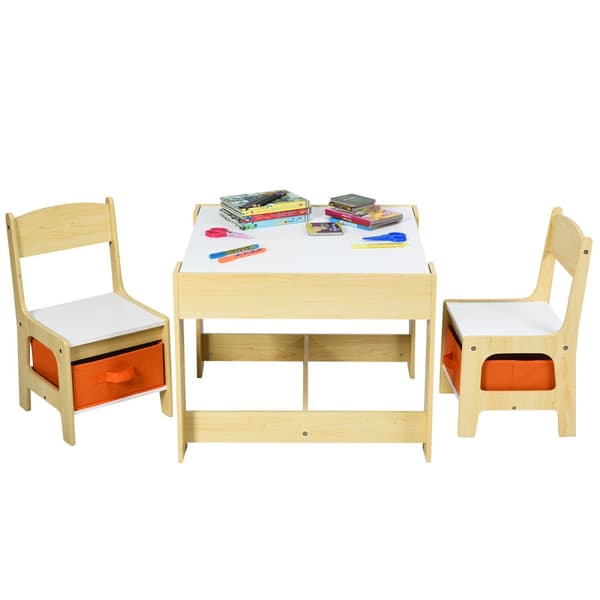 Barns Multiaktivitetsbord & Stolar Set, 62x62x48 cm, Naturgrå