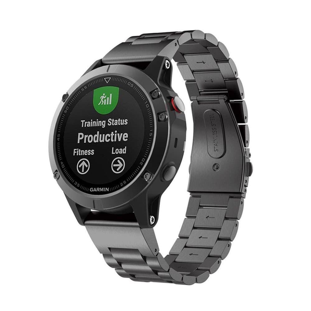 Garmin Fenix 5 Erstatninsgrem i rustfri stål - Sort farvet