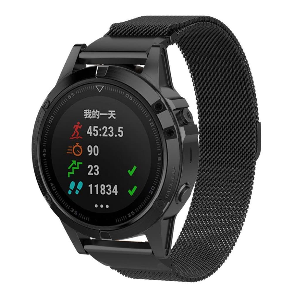 Garmin Fenix 5 erstatnings urrem i stainless stål 22mm - Sor