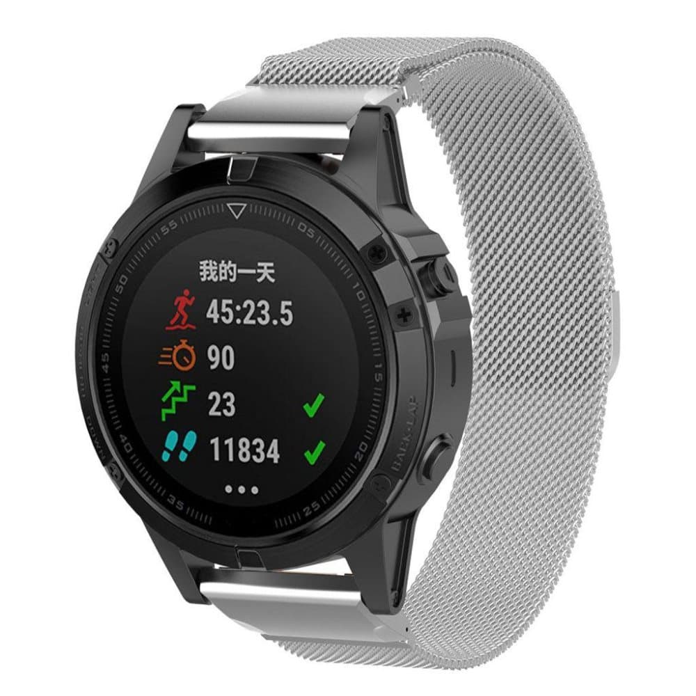 Garmin Fenix 5 erstatnings urrem i stainless stål 22mm - Søl