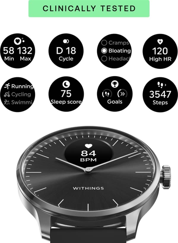 Withings Scanwatch Light -älykello, 37 mm, musta