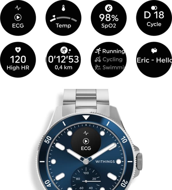Withings Scanwatch Nova smartklocka, 42 mm, blå