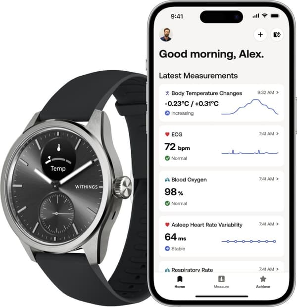 Withings Scanwatch 2 -älykello, 42 mm, musta