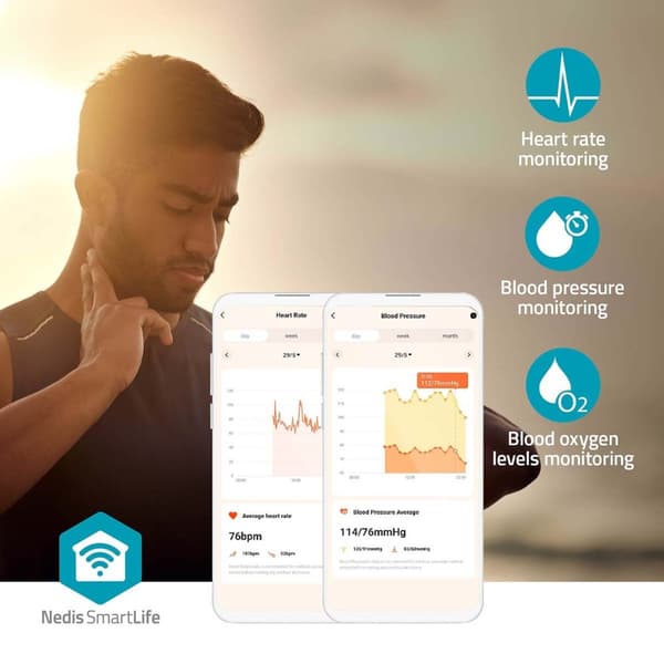 Nedis SmartLife Ur | 1.69 " | LCD | IP68 | Maksimal driftstid: 240 timer | Android™ / IOS | Sort