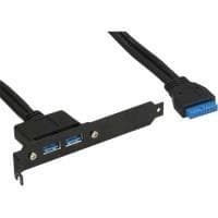 InLine slot beslag USB3.0 - 2x USB-stik til intern bundkortforbindelse - 0,5 m (33390C)