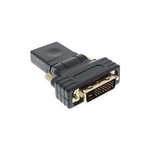 InLine - Videokontakt - HDMI / DVI - DVI-D (M) - HDMI 19-stift (F) - Svart - 180 graders vridbar kontakt (17660W)