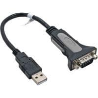 InLine - Kabel USB / Seriel - DB-9 (M) - USB Type A 4-benet (M) - 25 cm (USB/USB2.0) - Fingerskruer - Sort (33306I)