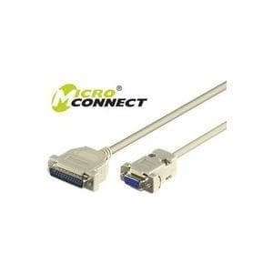 MicroConnect - Seriell / Parallell kabel - DB-9 (F) till DB-25 (M) - 3 m - Grå