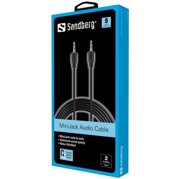 Sandberg - Lydkabel - Stereo Mini Jack (M) til Stereo Mini Jack (M) - 2 m - Sort