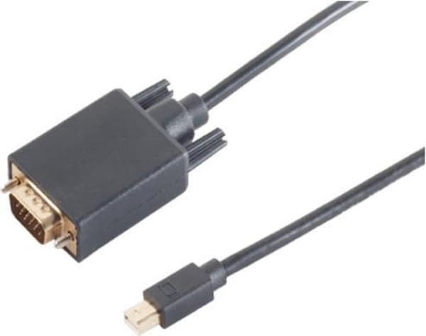 S-Impuls Mini DisplayPort 1.2 til VGA kabel / sort - 2 meter