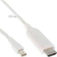 InLine® Mini DisplayPort-HDMI-muunninkaapeli, valkoinen, 2 m, ääni (17172I)