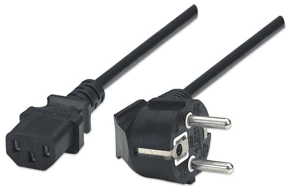 Manhattan - Strømledning - IEC 320 EN 60320 C13 (W) - CEE 7/7 (SCHUKO) (M) - 1,8 m - Sort (300148)