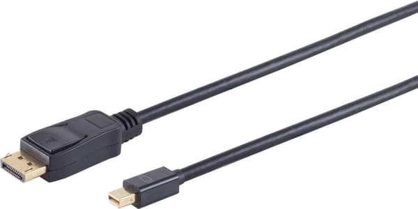 S/CONN maksimal tilslutning Displayport-kabel-Mini Displayport han til Displayport han 1.2, 4K2K, sort 1m (10-52025)