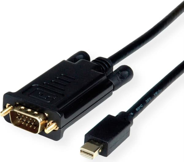 Roline-kaapeli Mini DisplayPort-VGA, Mini DP ST - VGA ST, musta, 3 m