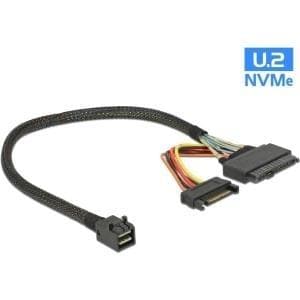 DeLOCK - Internt SAS-kabel - 4x Mini SAS HD (SFF-8643) (M) til SATA-ydelse, SFF-8639 - 30 cm - sort