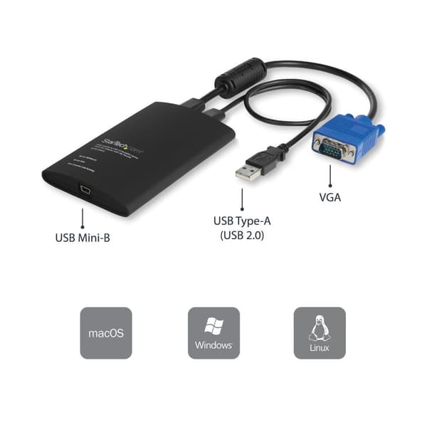 StarTech.com USB2.0 KVM-konsol - Crash Cart Adapter för mobil bärbar dator med dataöverföring - KVM-switch - USB - 1 x KVM-port(ar) - 1 lokal användar