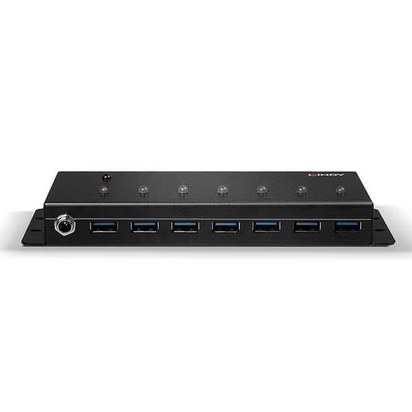 LINDY 43128 Metal 7 Port USB 3.0 Hub Svart
