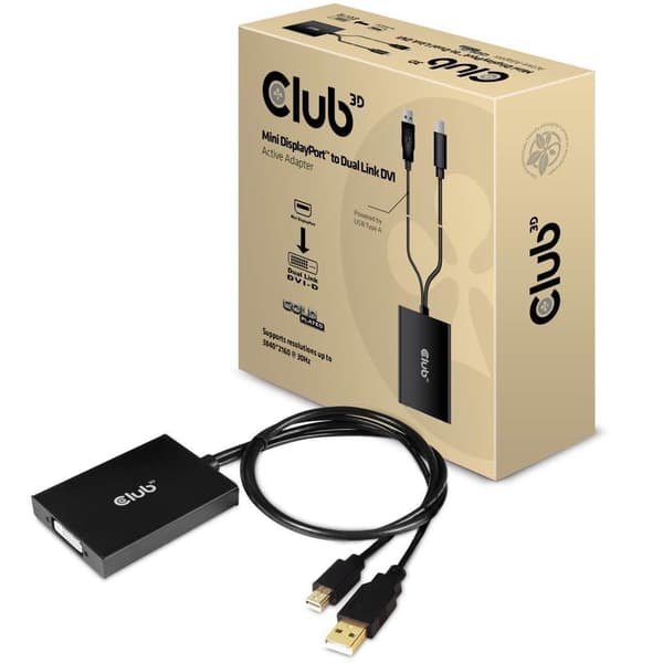 CLUB3D cac-1130 MiniDP/USB-A DVI-D Svart