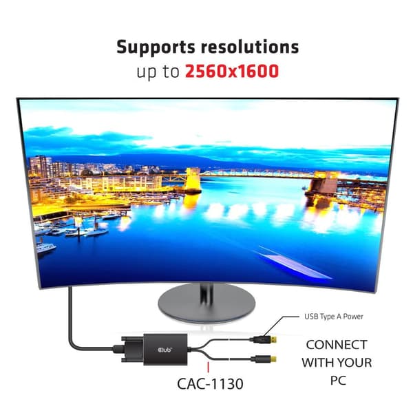 CLUB3D cac-1130 MiniDP/USB-A DVI-D Svart