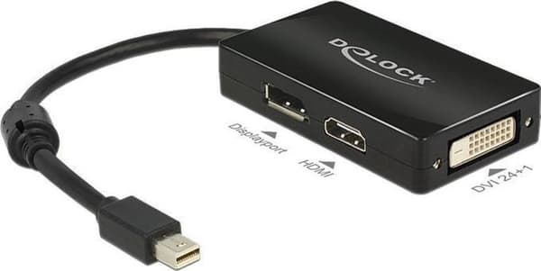 DeLOCK Premium Mini DisplayPort 1.1a till HDMI, DVI och DisplayPort-adapter / svart - 0,15 meter