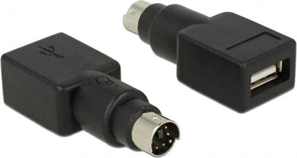 DeLOCK 65898 Kabeldistans PS/2 USB Typ-A Svart, Rostfritt stål