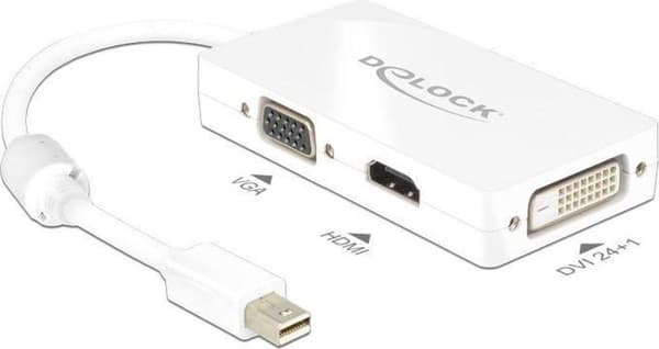 DeLOCK Premium Mini DisplayPort 1.1a - HDMI-, DVI- ja VGA-sovitin / valkoinen - 0,15 metriä