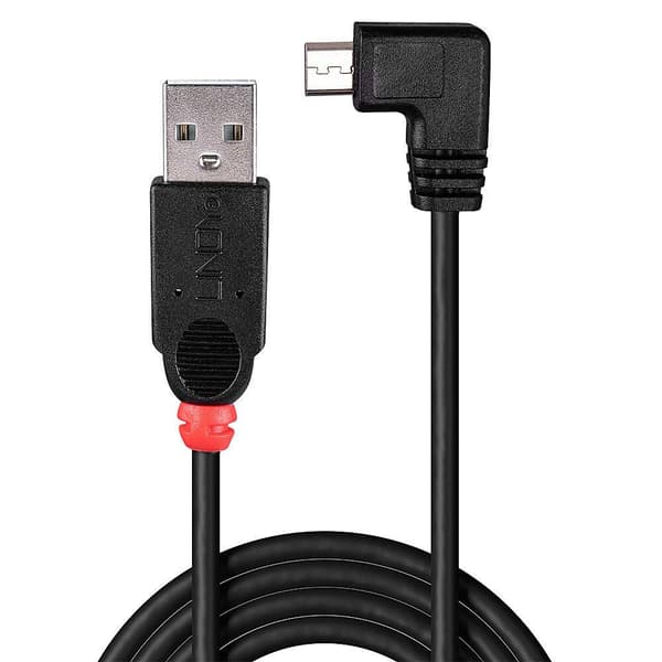 Lindy - USB-kabel - USB Typ A 4-stift (M) - 5-stift Micro USB Typ B (M) - 2,0 m (USB/USB2.0) - gjuten 90 graders kontakt (31977)
