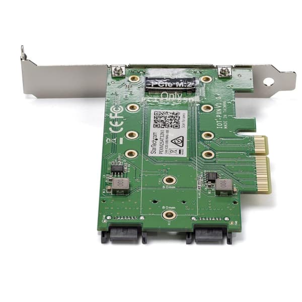 StarTech.com 3-portars M.2 SSD (NGFF) adapterkort - 1 x PCIe (NVMe) M.2, 2 x SATA III M.2 PCIe 3.0