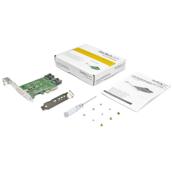 StarTech.com 3-portars M.2 SSD (NGFF) adapterkort - 1 x PCIe (NVMe) M.2, 2 x SATA III M.2 PCIe 3.0