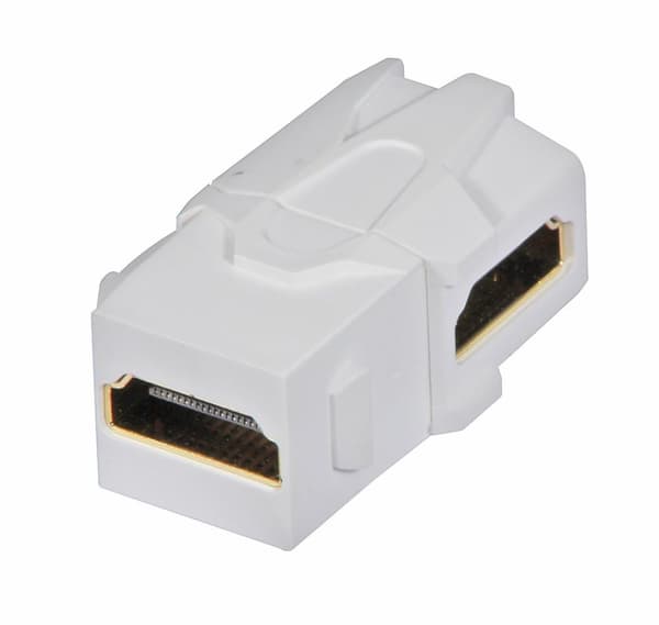 LINDY 60490 HDMI 90° dubbelkoppling Keystone för AV-väggboxar, vit