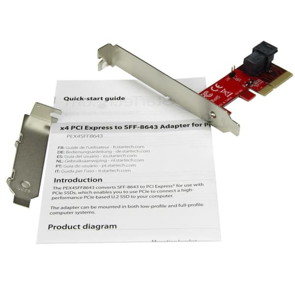 StarTech x4 PCI Express til SFF-8643 Adapter til PCIe NVMe U.2 SSD - Interfaceadapter - U.2 (U.2) - Udvidelsesslot til U.2 (Ekspansionsslot til U.2) -