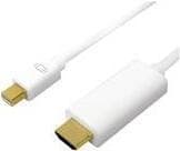 LogiLink - videokabel - DisplayPort / HDMI - Mini DisplayPort (M) till HDMI (M) - 3 m - vit - 4K-stöd