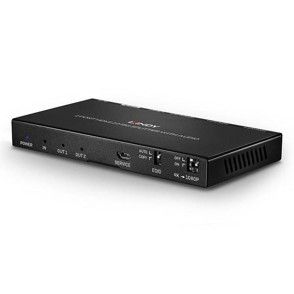 Lindy HDMI 2.0 18G Splitter med ljud - Video/Audio Splitter - 2 x HDMI - Desktop (38230)