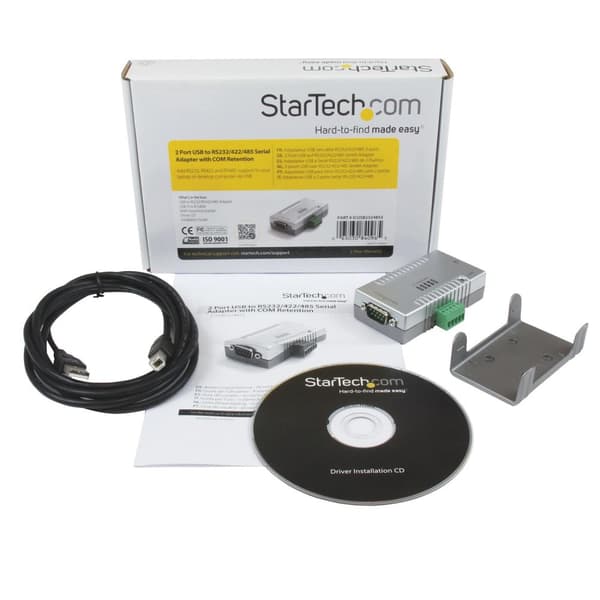 Startech.Com 2-ports USB till Rs232 Rs422 Rs485 seriell adapter med Com-retention - seriell adapter - Usb 2.0 - Rs-232 Rs-422 Rs-485 - 2 portar - Grå