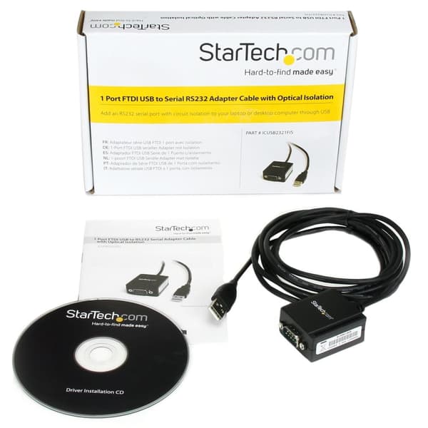 StarTech.com 1 port FTDI USB til RS232 adapterkabel optisk isoleret - Seriel adapter - USB - RS-232 - Sort (ICUSB2321FIS)