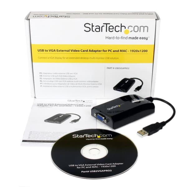 StarTech.com USB till VGA-videoadapter - Externt grafikkort med flera skärmar för PC och MAC - 1920x1200 - Extern videoadapter - DisplayLink DL-195 -