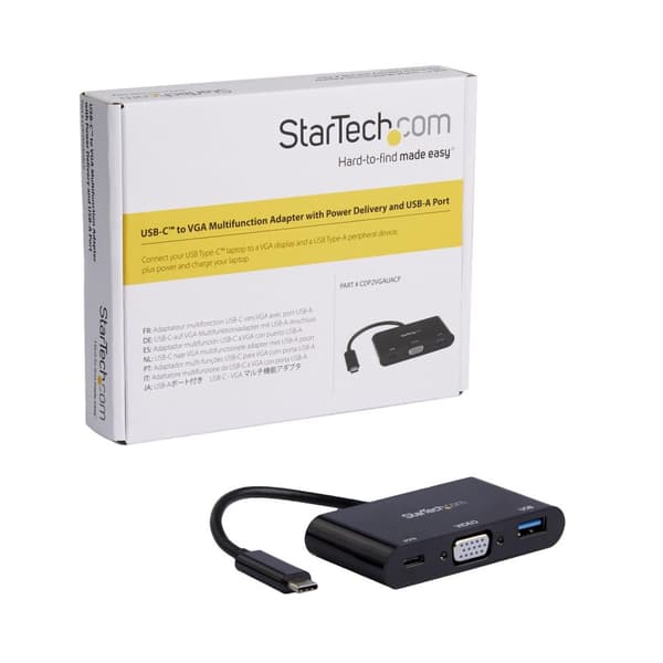StarTech.com USB-C til VGA multifunktionsadapter med strømforsyning og USB-A-port