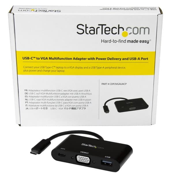 StarTech.com USB-C til VGA multifunktionsadapter med strømforsyning og USB-A-port