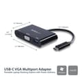 Miniatyrbillede 2 af 7: StarTech.com USB-C til VGA multifunktionsadapter med strømforsyning og USB-A-port
