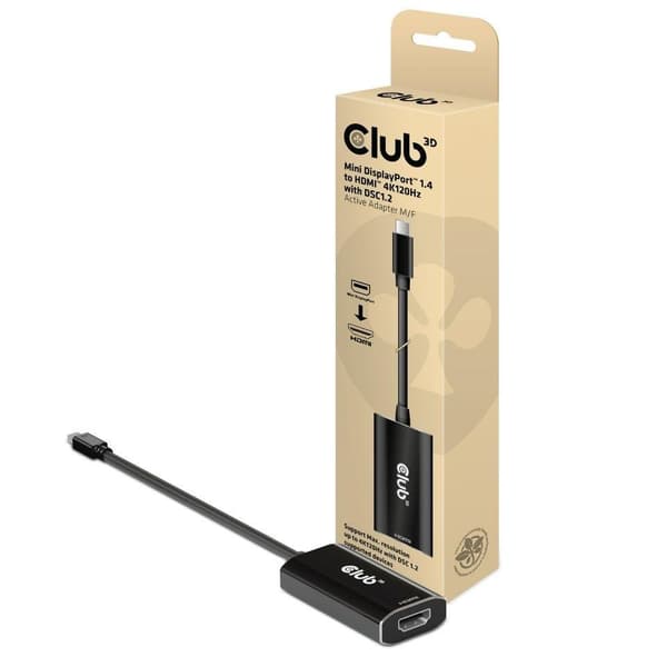 Club 3D Mini-DisplayPort™1.4 til HDMI™ 4K120Hz med DSC1.2 aktiv adapter M/F.