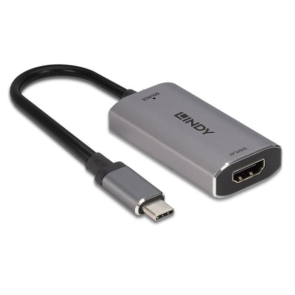 Lindy - Videoadapter - USB-C han til HDMI hun - Grå - 8K Support
