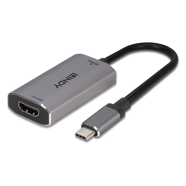 Lindy - Videoadapter - USB-C han til HDMI hun - Grå - 8K Support