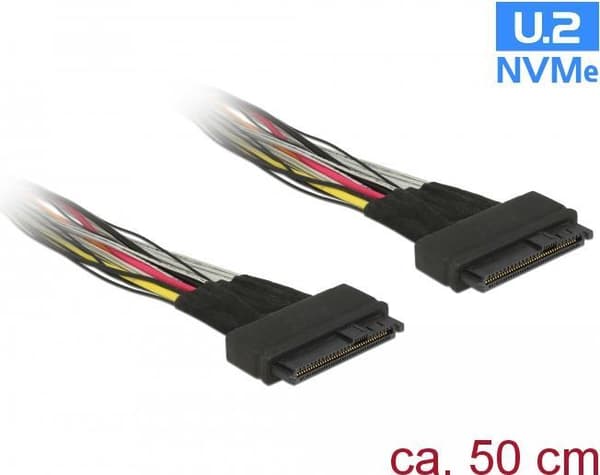 DeLOCK - Internt SAS-kabel - U.2 (SFF-8639) (F) til U.2 (SFF-8639) (F) - 50 cm - sort