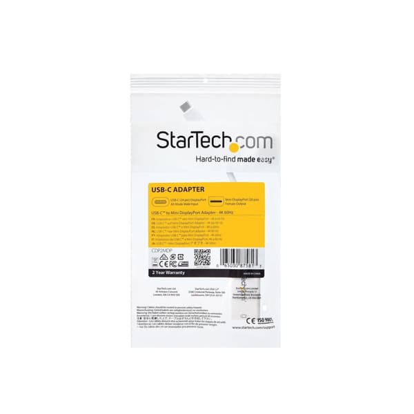 StarTech.com USB-C till Mini DisplayPort-adapter - USB C till mDP-adapter - 4K 60Hz - Extern videoadapter - USB-C - Mini DisplayPort - Vit
