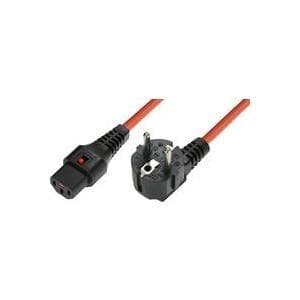 MicroConnect - netledning - IEC 60320 C13 interlock til CEE 7/7 ret vinkel - 3m - orange